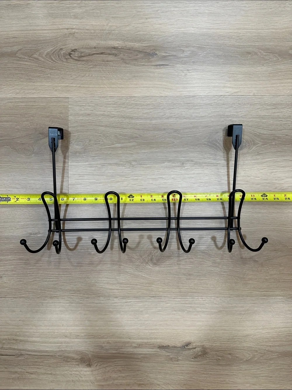 Over-the-Door 12-Hook Metal Wall Rack - Black